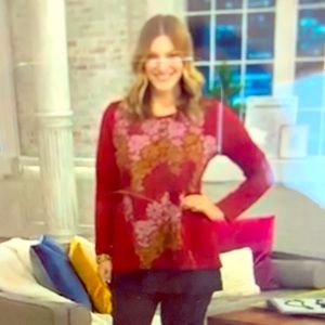 LOGO Lounge French Terry Top with Tri Color Lace